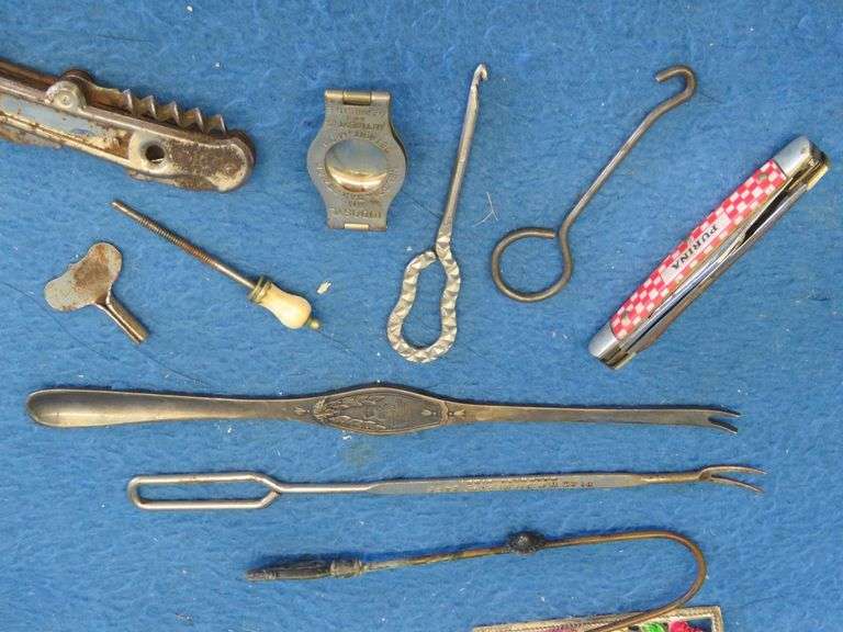 Buttonhooks, Purnia pocket knife, Cunard Steamship Co lobster fork, and more