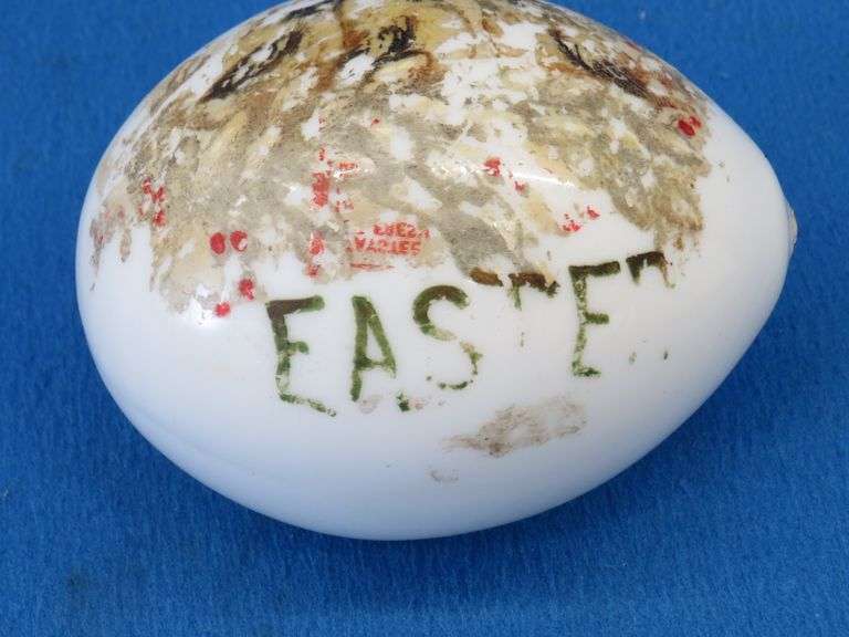 Milk glass painted easter egg