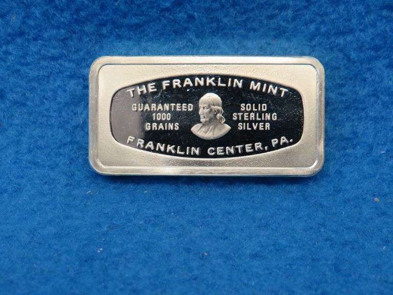 Franklin Mint Bank-marked sterling silver ingot.  65.43 grams.