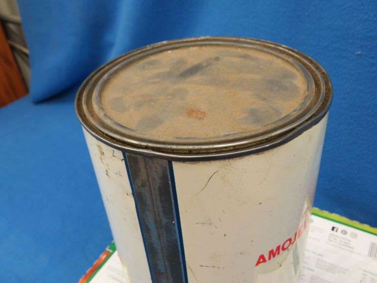 Vintage metal American Oil Snow-White Petrolatum can with contents