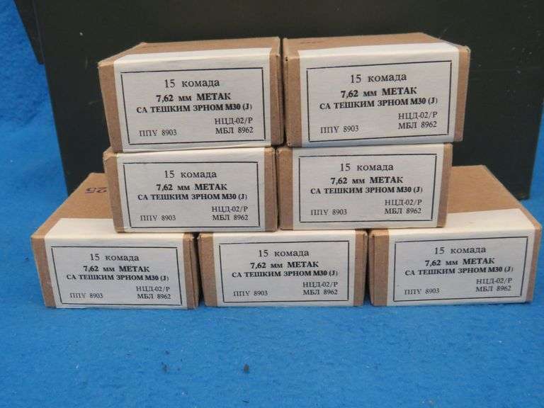 Ammo can with over 100 rounds of 7.62 x 54R rifle ammunition