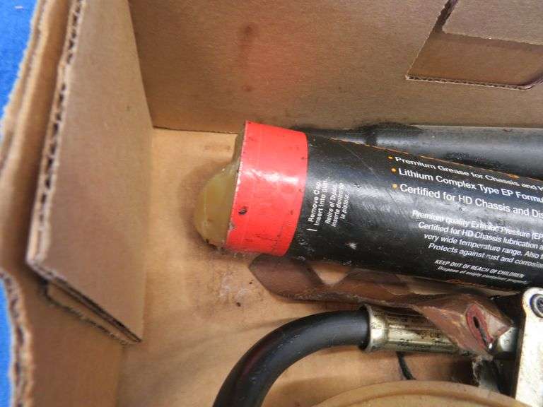 Grease gun, funnel, John Deere oil filter, and more