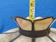 Vintage 24" stained glass hanging shade.  Good condition.