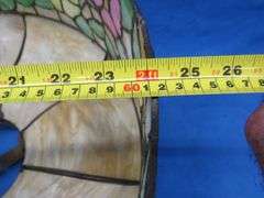 Vintage 24" stained glass hanging shade.  Good condition.