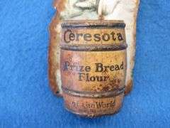Embossed match stick holder missing the bottom with advertising for Ceresota Bread Flour