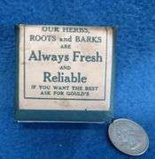 A box full of vintage healing herbs for ailments from different distributors