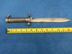 Swedish Mauser bayonet, metal sheath, and leather holder