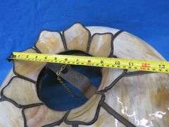 Vintage 24" stained glass hanging shade.  Good condition.