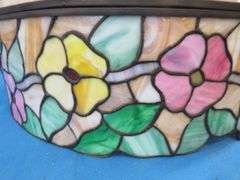 Vintage 24" stained glass hanging shade.  Good condition.
