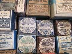 A box full of vintage healing herbs for ailments from different distributors