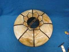 Vintage 24" stained glass hanging shade.  Good condition.