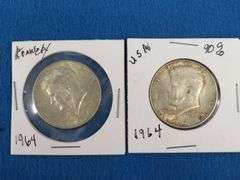 Two 1964 Kennedy half-dollars