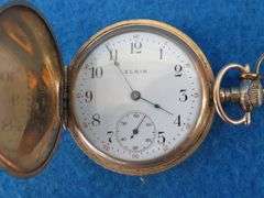 1912 working Elgin watch with chain.  25 year Keystone J. Boss gold filled case # 7596471. Elgin 15 