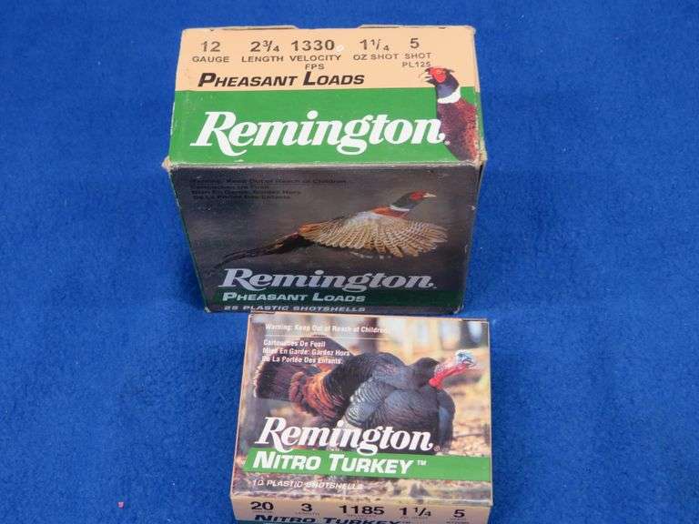 25 Mixed 12-gauge rounds and 10 Remington 5-shot 20-gauge Nitro Turkey rounds