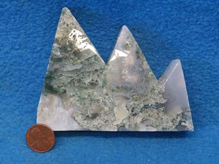 Three Moss Agate Mountains.  1.40 total lb.