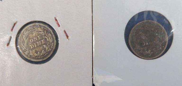 1903 O and 1899 P Barber dimes.