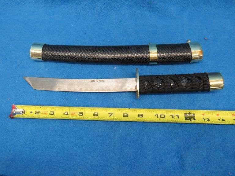 Three-sword set with scabbards and display stand