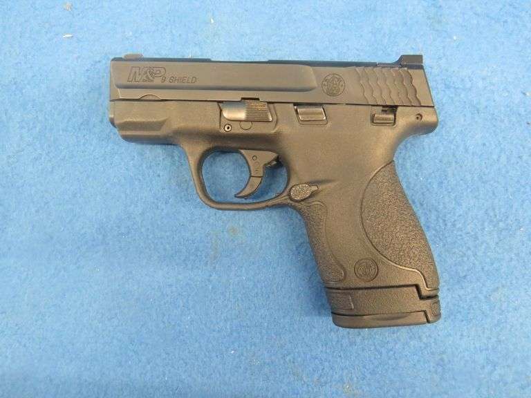 Smith and Wesson MP9 Shield 9mm semi-auto pistol.  SN HAP2821.  Includes two magazines and a molded 