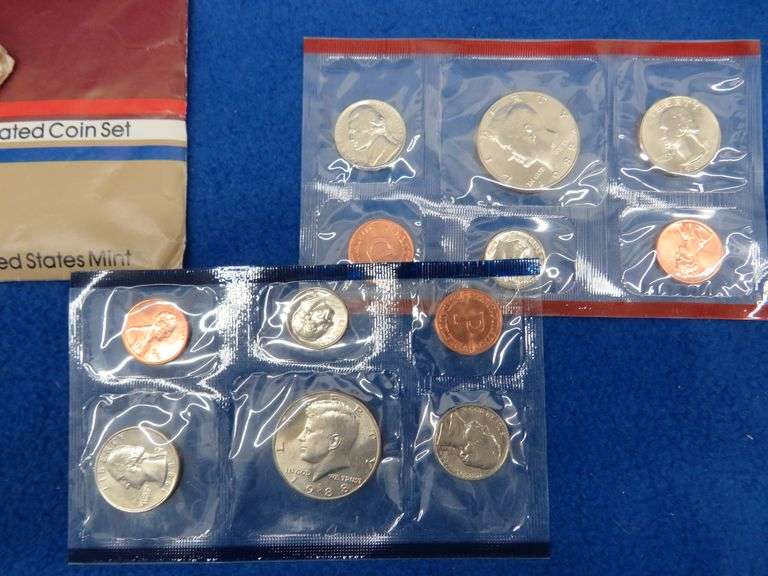 Seven Mint coin sets   (2) 1984 1985 (2) 1987 (2) 1988