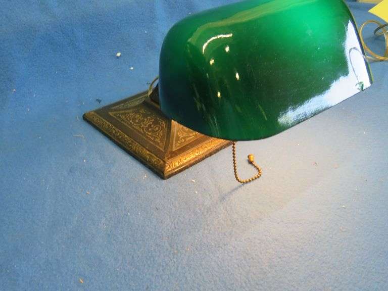 Library lamp with repaired shade