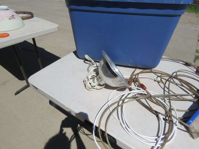 Dog leads, zip ties, outdoor thermometer, tote, and more