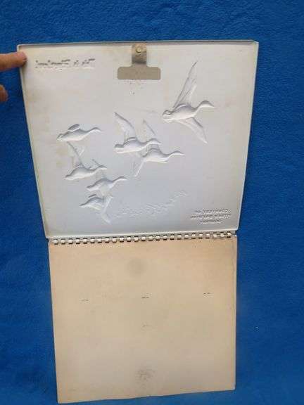 Two Fitger's Beer vacuform calendar toppers with damage as pictured