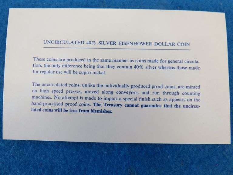 1972 Eisenhower 40% silver uncirculated dollar coin