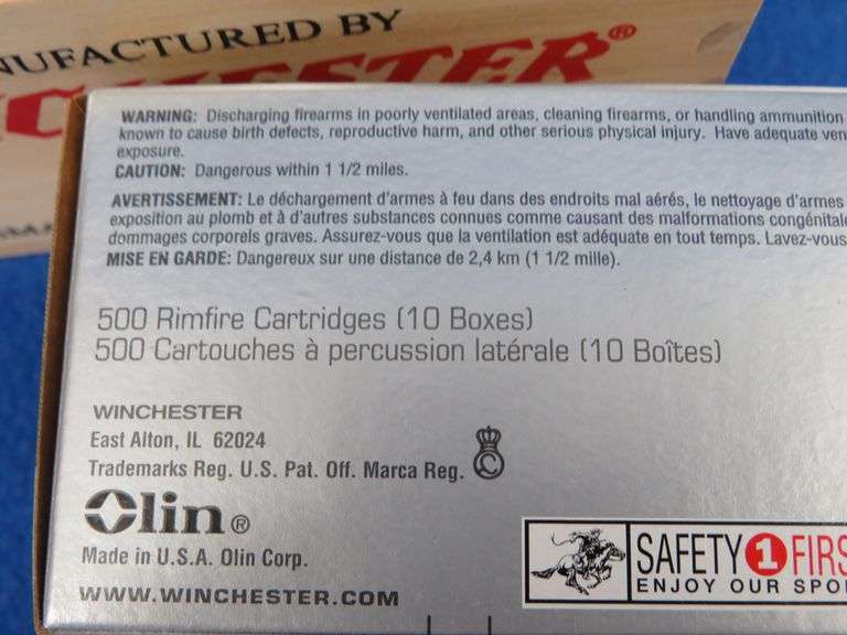 500 Winchester 22 LR rounds in a "Limited Edition" brick-sized wooden crate