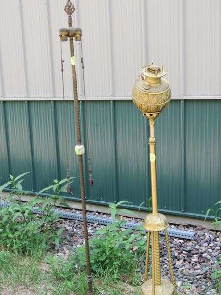 Old metal oil floor lamp and a vintage metal 60" floor lamp