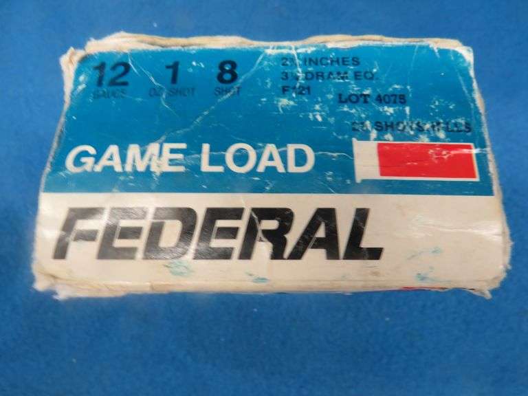 25 Federal 12-gauge #6 shot, 25 Federal 12-gauge #8 shot, and 23 Federal 20-gauge #8 shot.  All 2 3/
