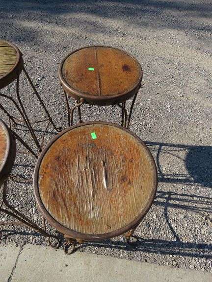 Four vintage wire ice cream parlor stools