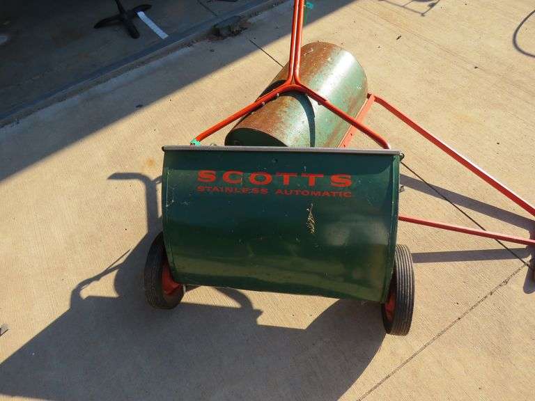 Scott's spreader and a sod roller