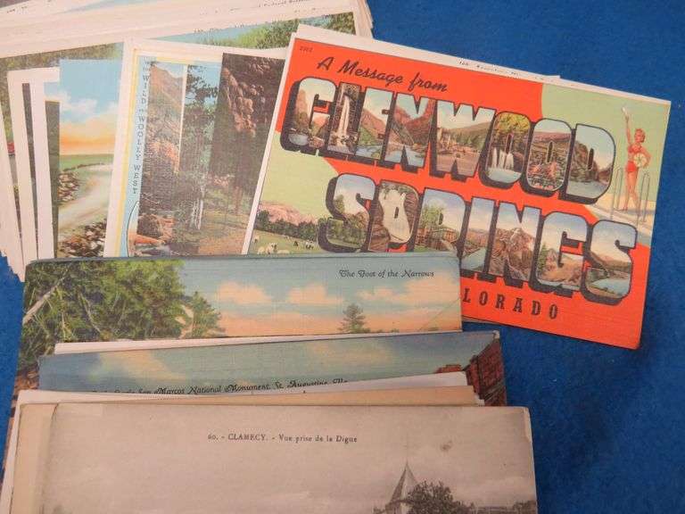 Hundreds of  Golden Era postcards both used and unused going back to the early 1900s.  RRPCs, town v