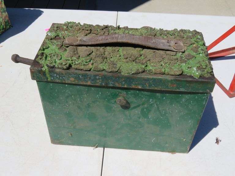 Chain binder, jack stand, and old metal box we couldn't open