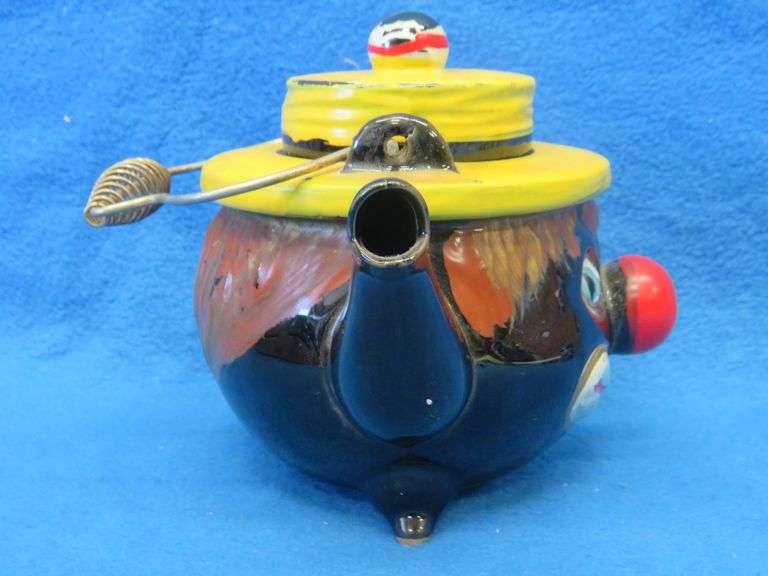 Black Americana teapot.  Made in Japan and hand-painted.