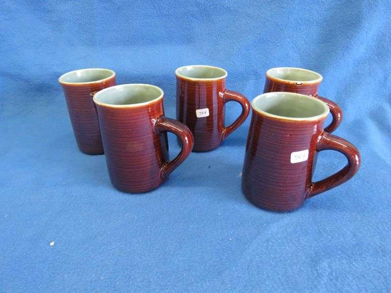 Five Red Wing Village Green mugs