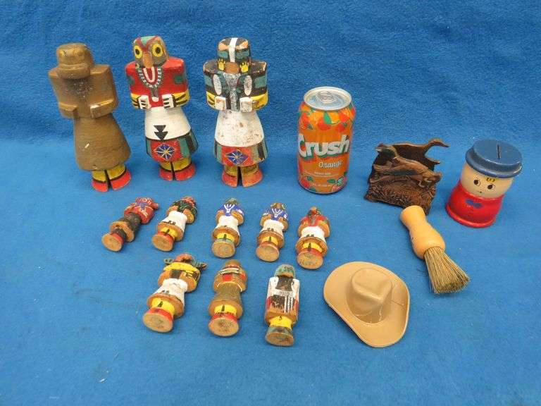 Kachina style wooden figures and more