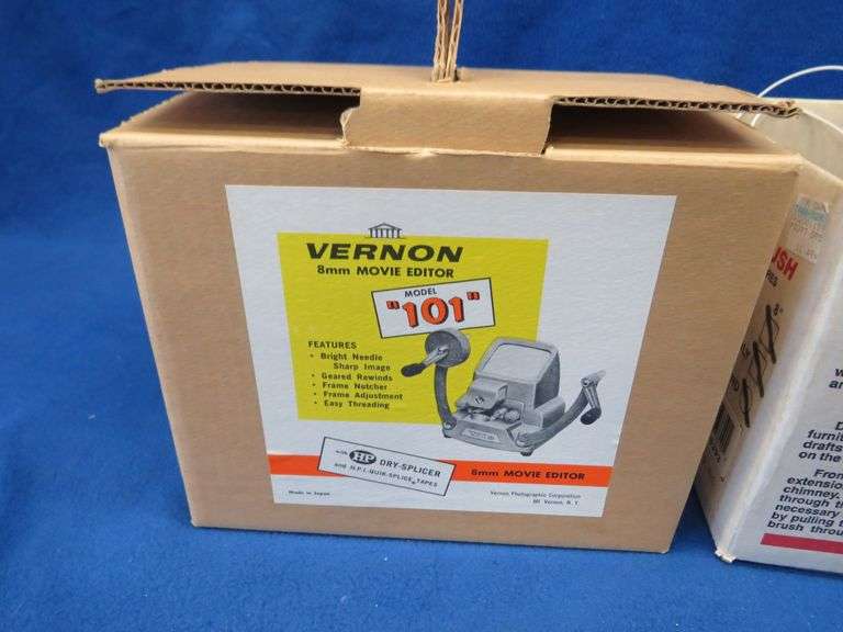 Vernon Model 101 8mm movie editor and a box of test leads