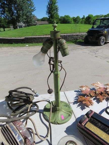 Lamp base, wall decorations, wooden spool, and more, plus tote
