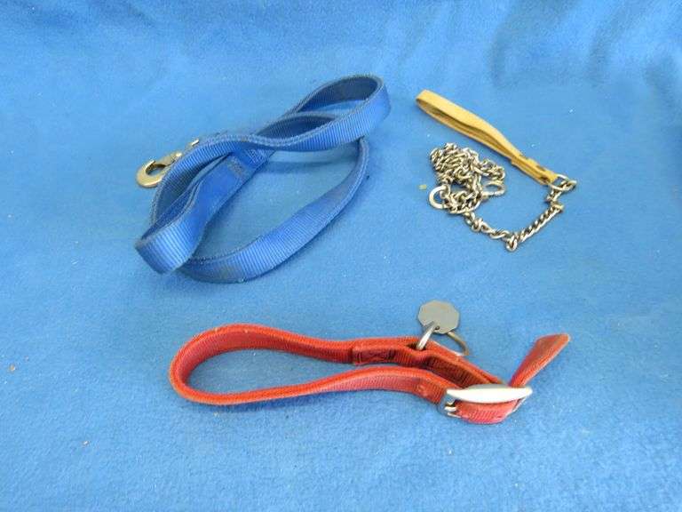 Dog collar and 2 leashes