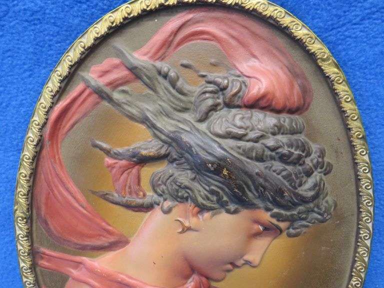 Embossed Bradley and Hubbard #1820 cast iron oval portrait