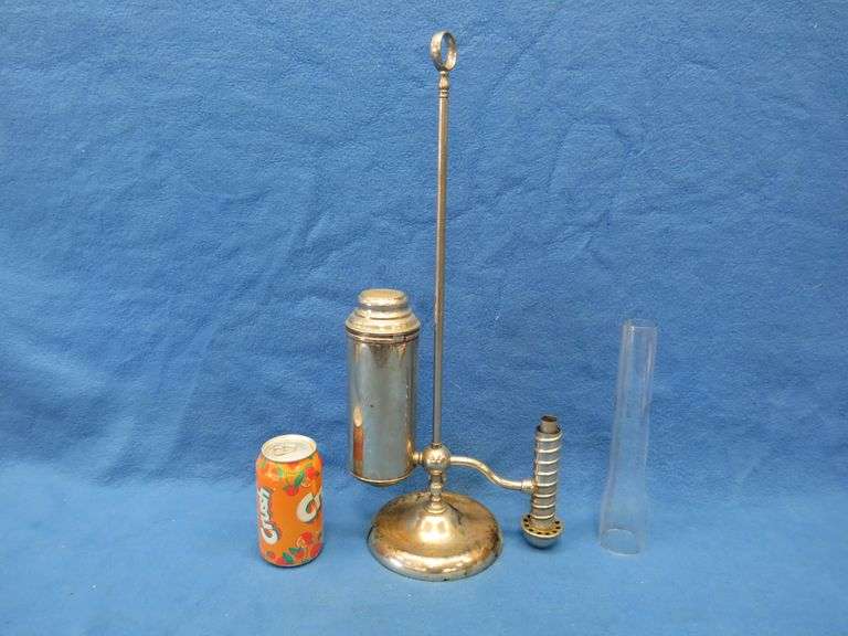 Antique unmarked oil lamp with chimney.  Missing the chimney holder.
