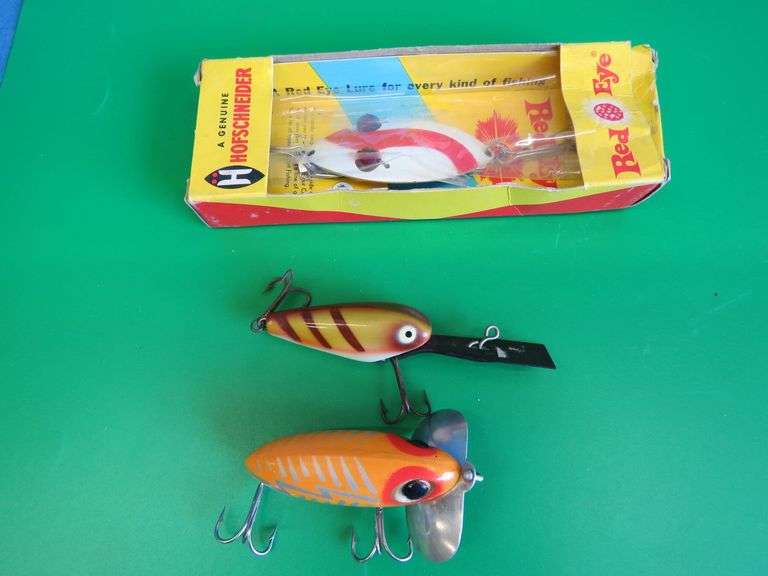 Hofschneider Red Eye in the box, Heddon Deep 6, and a Fred Arbogast
