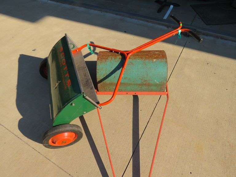 Scott's spreader and a sod roller