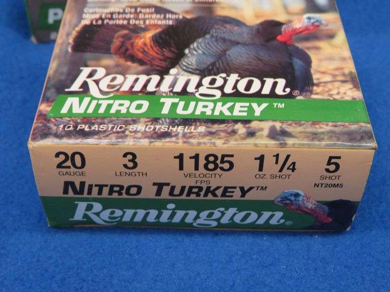 25 Mixed 12-gauge rounds and 10 Remington 5-shot 20-gauge Nitro Turkey rounds