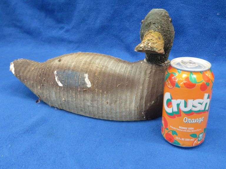 Vintage wooden duck decoy with glass eyes