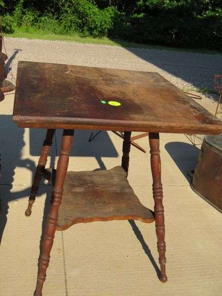 Two old tables: curved top 24"W x 30"H x 24"D and straight top 24'W x 29"H x 24"D