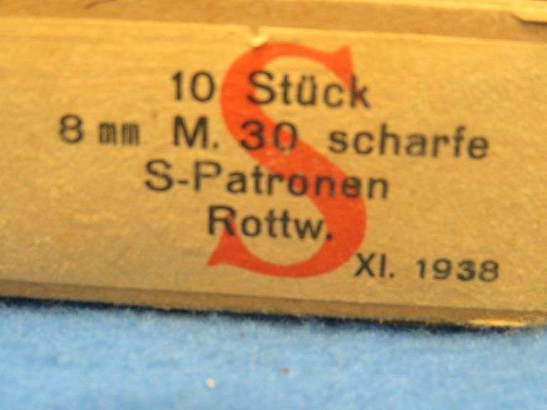 WW2 era German 8mm ammunition in original sleeve.  Includes Waffenamt stamp.