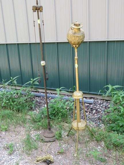 Old metal oil floor lamp and a vintage metal 60" floor lamp