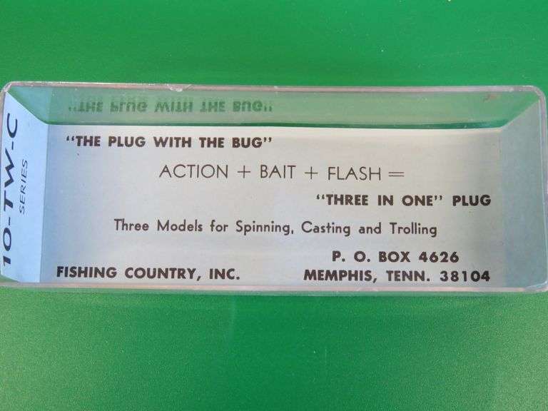 Fishing Country, Inc "Plug with a Bug" bait in a 2-piece plastic box